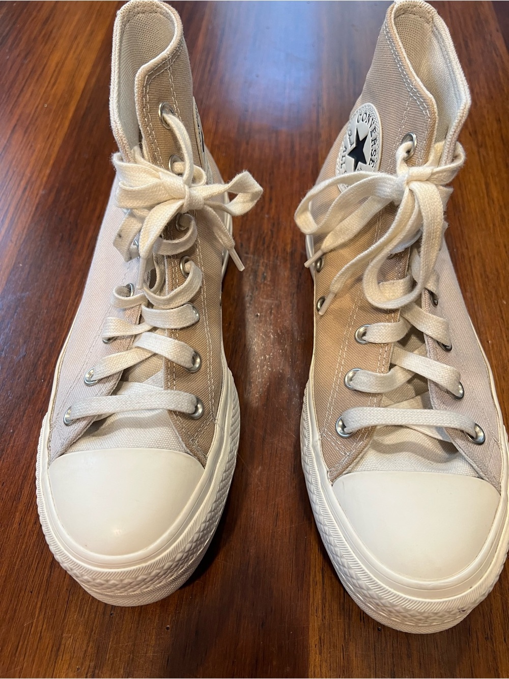 Converse High Top Sneakers in Two Tones Light Beige / Beige Canvas, size 7